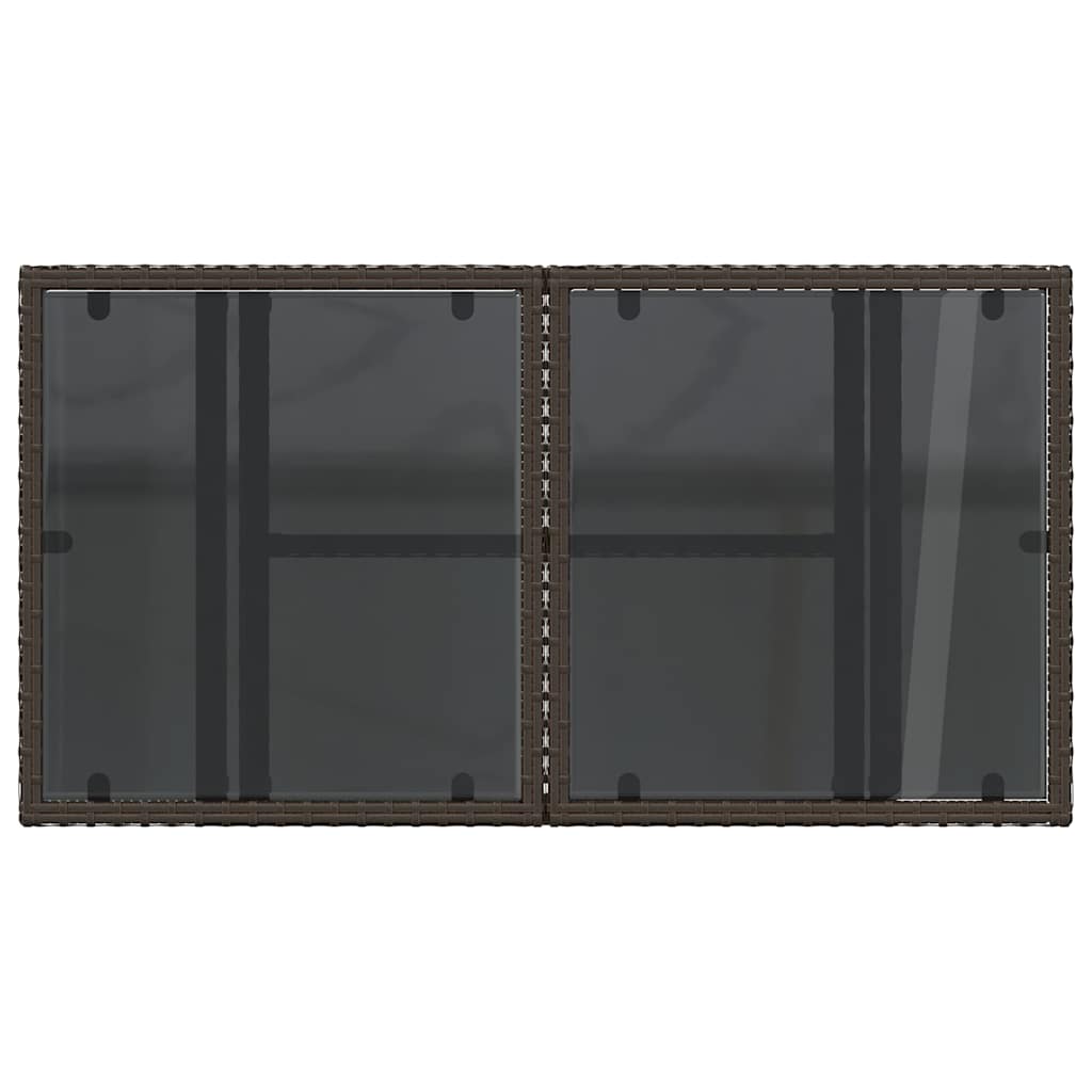 vidaXL Tuintafel met glazen blad 100x55x73 cm poly rattan zwart