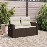 vidaXL Tuinbank 2-zits met kussens poly rattan zwart