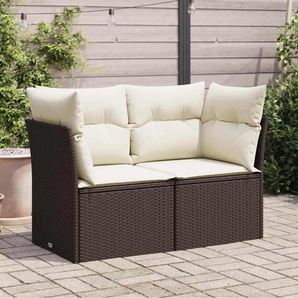 vidaXL Tuinstoel zonder armleuningen met kussens zwart poly rattan