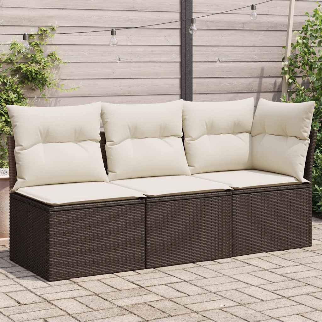 vidaXL Tuinstoel zonder armleuningen met kussens zwart poly rattan