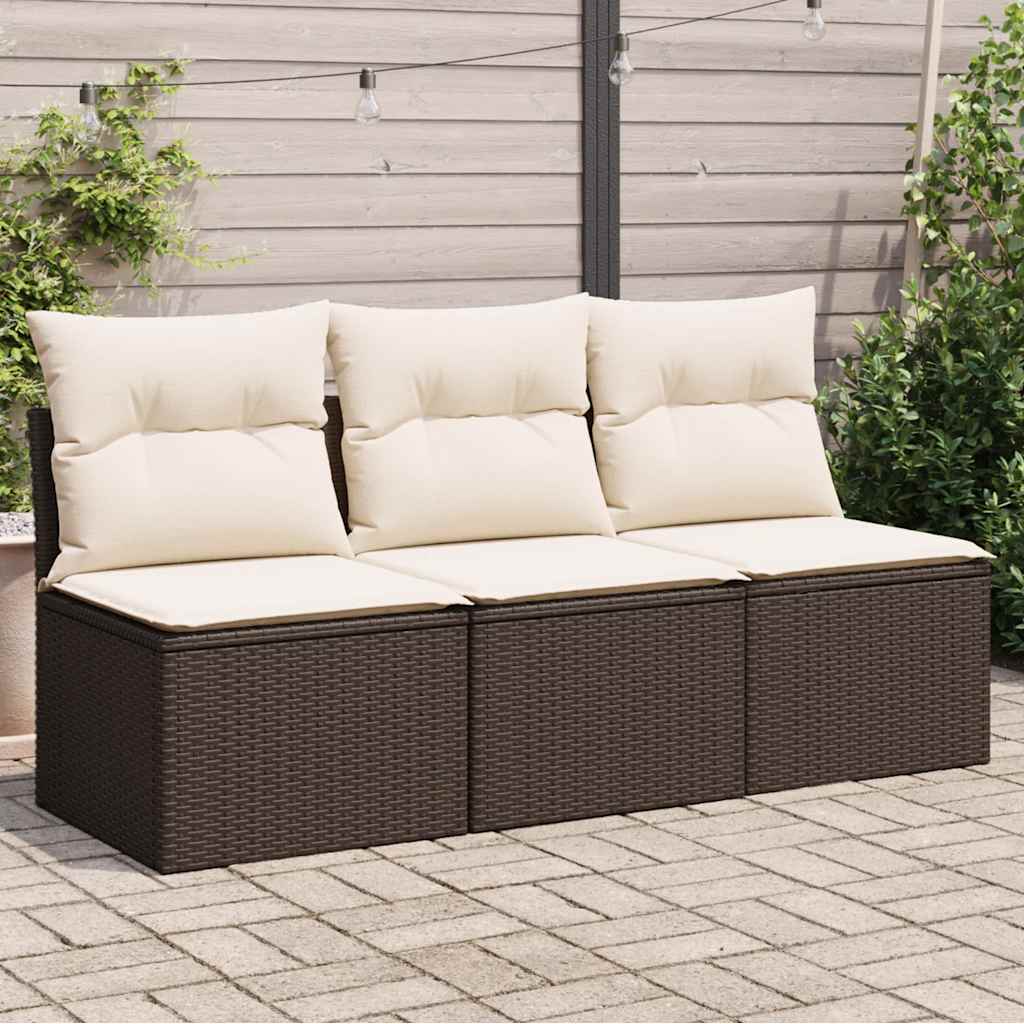 vidaXL Tuinstoel zonder armleuningen met kussens zwart poly rattan