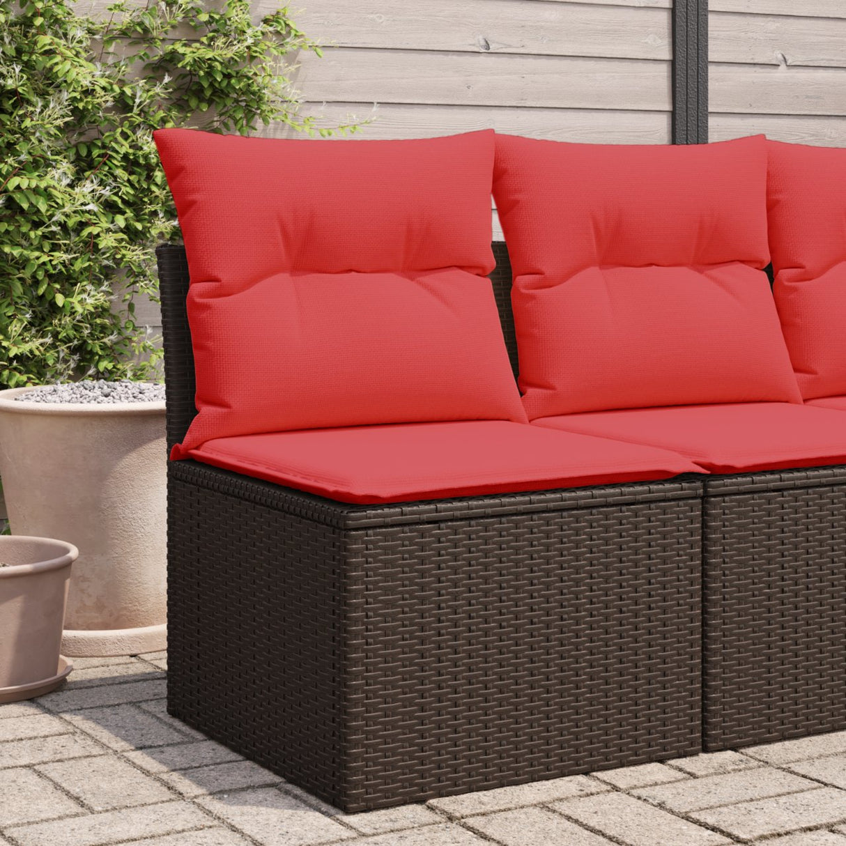 vidaXL Tuinbank 2-zits met kussens poly rattan zwart