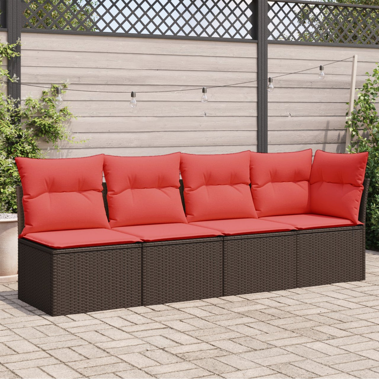 vidaXL Tuinbank 2-zits met kussens poly rattan zwart