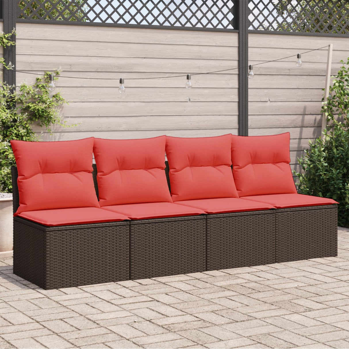 vidaXL Tuinbank 2-zits met kussens poly rattan zwart