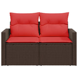 vidaXL Tuinbank met kussens 2-zits poly rattan bruin