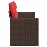 vidaXL Tuinbank met kussens 2-zits poly rattan bruin