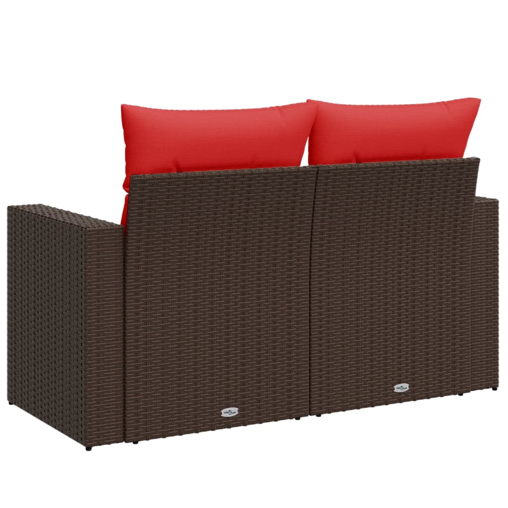vidaXL Tuinbank met kussens 2-zits poly rattan bruin
