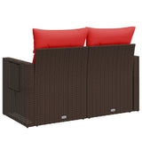 vidaXL Tuinbank met kussens 2-zits poly rattan bruin
