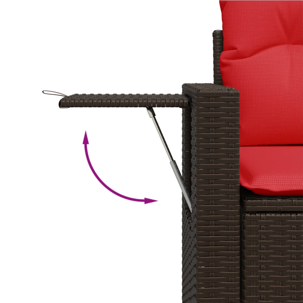 vidaXL Tuinbank met kussens 2-zits poly rattan bruin