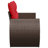 vidaXL Tuinbank met kussens 2-zits poly rattan bruin