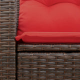 vidaXL Tuinbank met kussens 2-zits poly rattan bruin