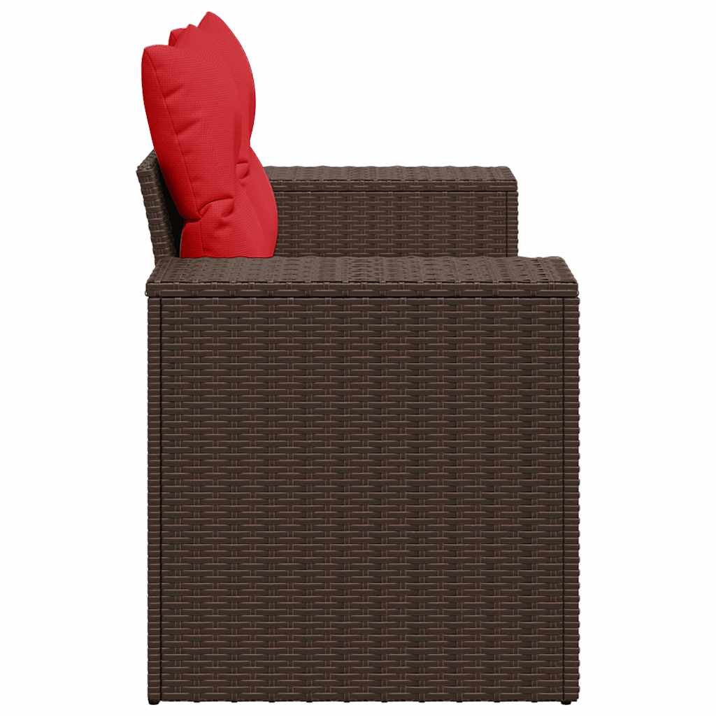 vidaXL Tuinbank met kussens 2-zits poly rattan bruin
