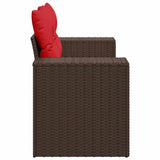 vidaXL Tuinbank met kussens 2-zits poly rattan bruin