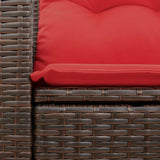 vidaXL Tuinbank met kussens 2-zits poly rattan bruin