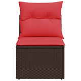 vidaXL Tuinbank 3-zits met kussens poly rattan zwart