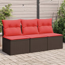 vidaXL Tuinbank 3-zits met kussens poly rattan zwart