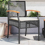 vidaXL Tuinstoelen 2 st met kussens poly rattan en acaciahout zwart