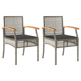 vidaXL Tuinstoelen 2 st met kussens poly rattan en acaciahout zwart