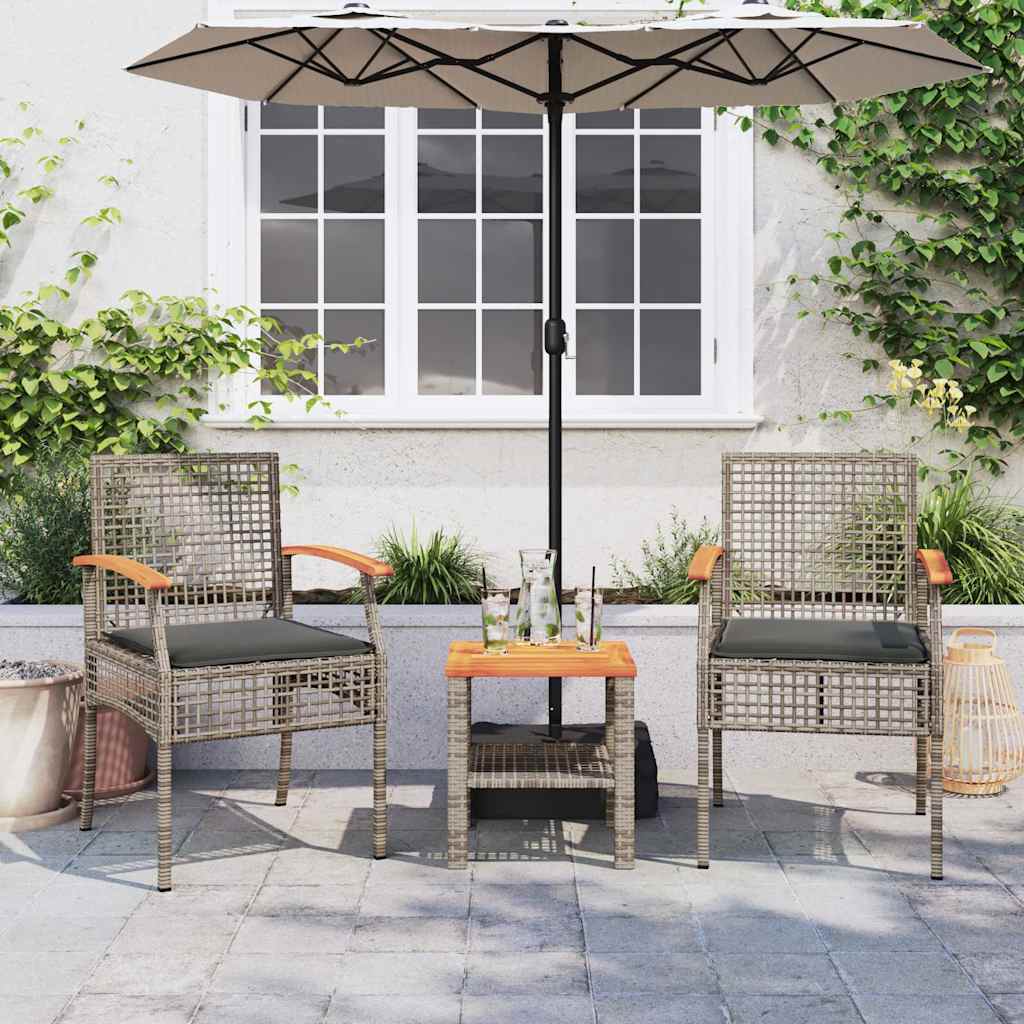 vidaXL Tuinstoelen 2 st met kussens poly rattan en acaciahout zwart