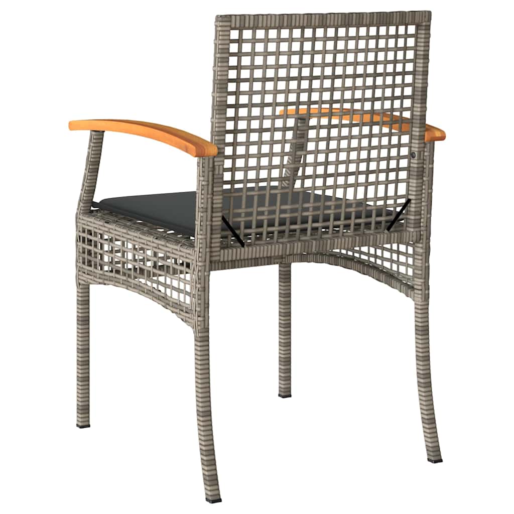 vidaXL Tuinstoelen 2 st met kussens poly rattan en acaciahout zwart