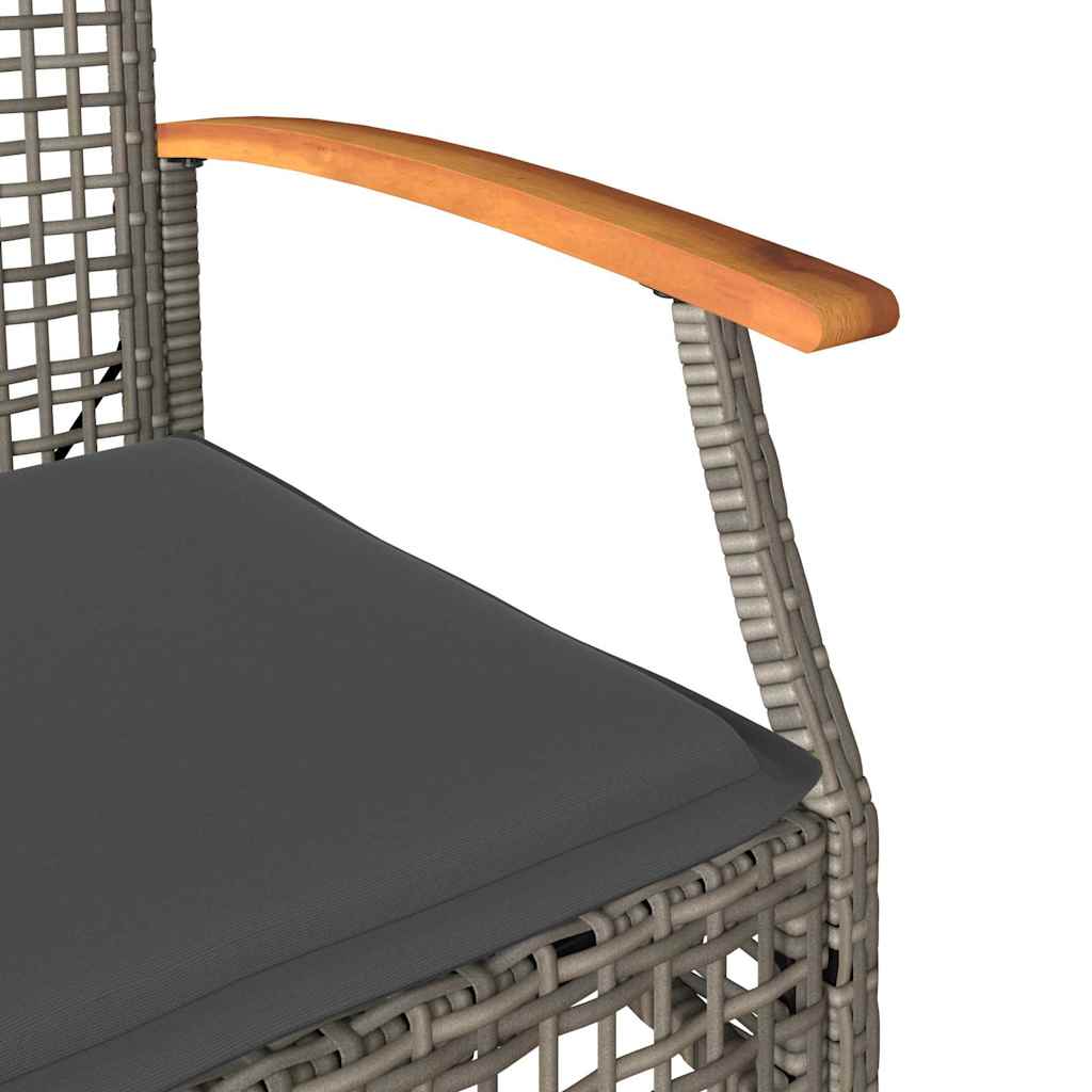vidaXL Tuinstoelen 2 st met kussens poly rattan en acaciahout zwart
