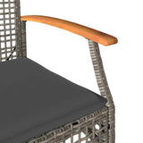 vidaXL Tuinstoelen 2 st met kussens poly rattan en acaciahout zwart