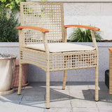 vidaXL Tuinstoelen 2 st met kussens poly rattan en acaciahout zwart