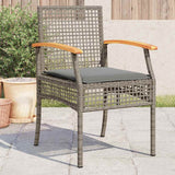 vidaXL Tuinstoelen 2 st met kussens poly rattan en acaciahout zwart
