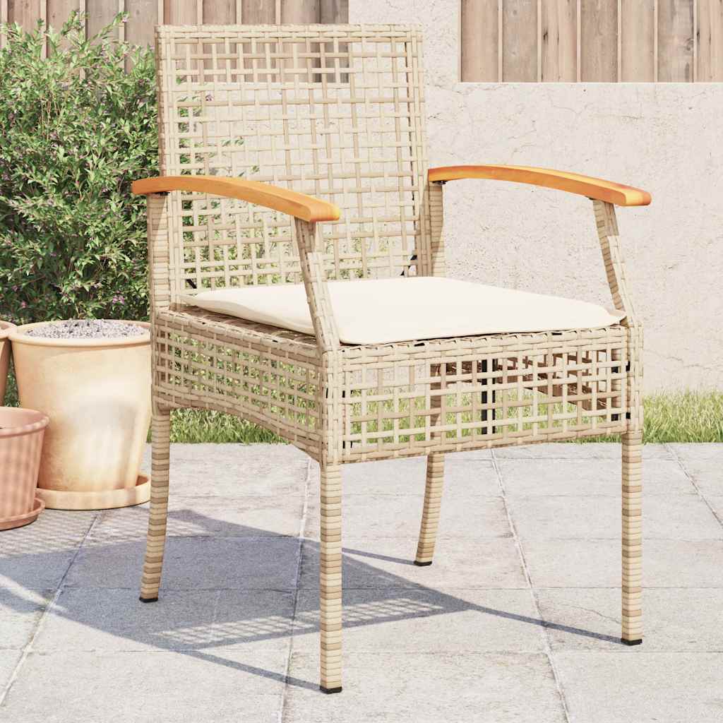 vidaXL Tuinstoelen 2 st met kussens poly rattan en acaciahout zwart