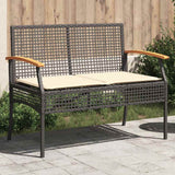 vidaXL Tuinbank met kussen poly rattan en acaciahout zwart