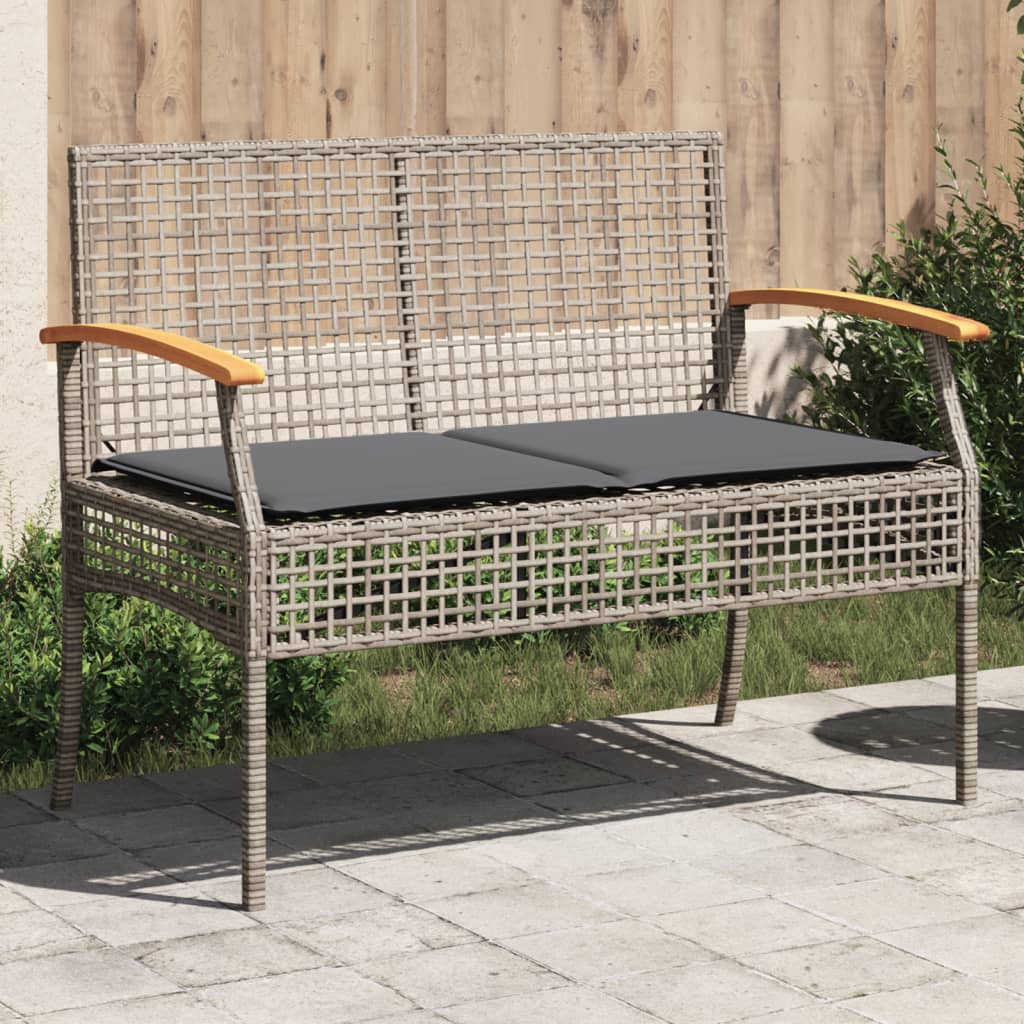 vidaXL Tuinbank met kussen poly rattan en acaciahout zwart