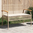 vidaXL Tuinbank met kussen poly rattan en acaciahout zwart