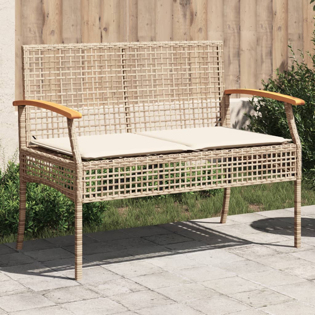 vidaXL Tuinbank met kussen poly rattan en acaciahout zwart