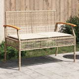 vidaXL Tuinbank met kussen poly rattan en acaciahout zwart