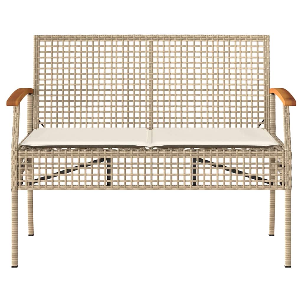 vidaXL Tuinbank met kussen poly rattan en acaciahout zwart