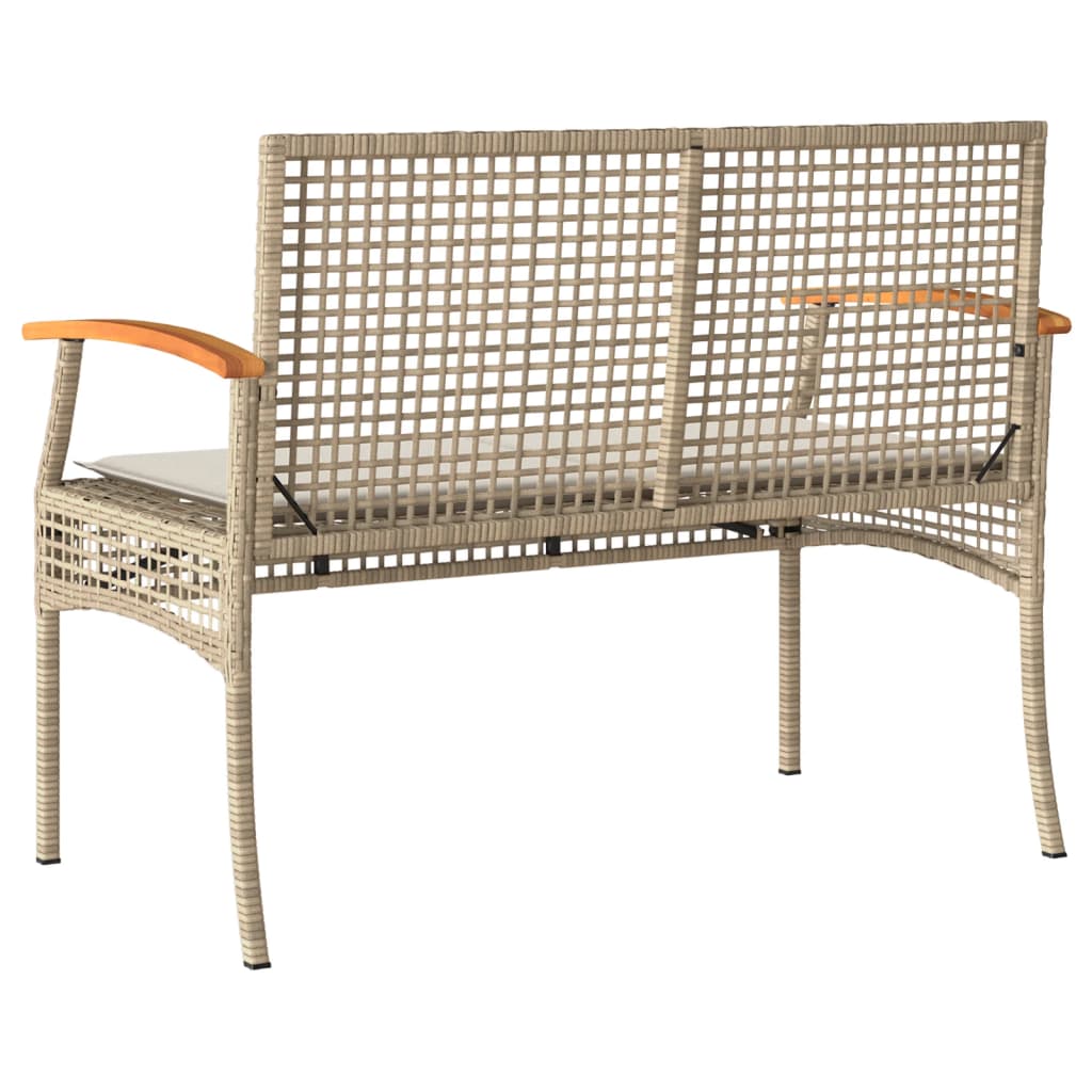 vidaXL Tuinbank met kussen poly rattan en acaciahout zwart