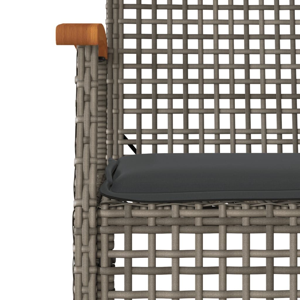 vidaXL 3-delige Bistroset met kussens poly rattan en acaciahout zwart