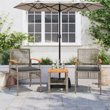 vidaXL 3-delige Bistroset met kussens poly rattan en acaciahout zwart