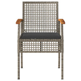 vidaXL 3-delige Bistroset met kussens poly rattan en acaciahout zwart
