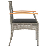 vidaXL 3-delige Bistroset met kussens poly rattan en acaciahout zwart