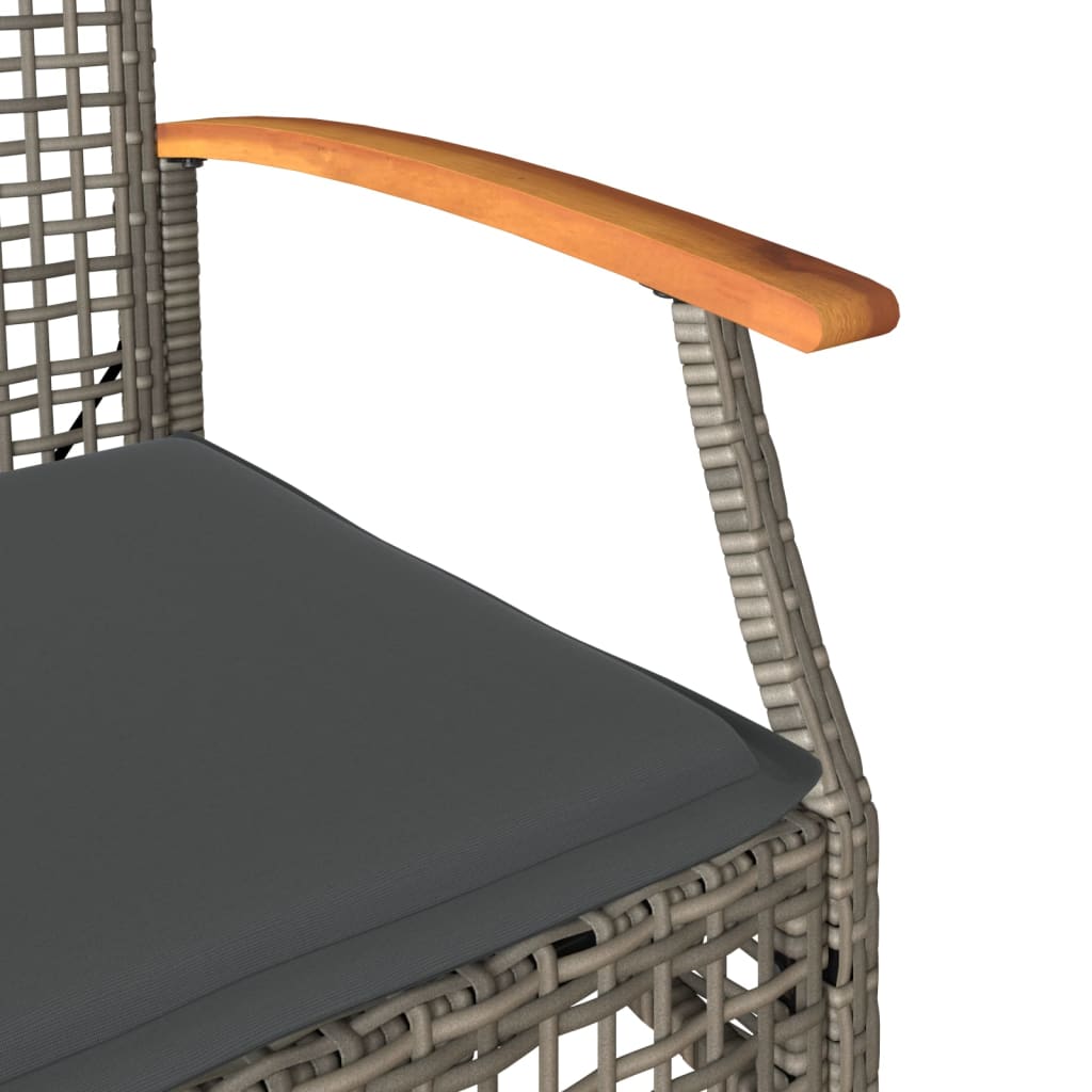 vidaXL 3-delige Bistroset met kussens poly rattan en acaciahout zwart
