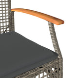 vidaXL 3-delige Bistroset met kussens poly rattan en acaciahout zwart