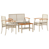 vidaXL 3-delige Bistroset met kussens poly rattan en acaciahout zwart