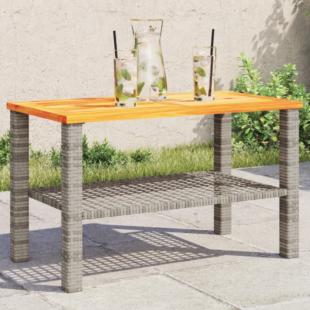 vidaXL Tuintafel 40x40x42 cm poly rattan en acaciahout zwart