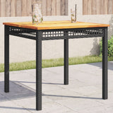 vidaXL Tuintafel 40x40x42 cm poly rattan en acaciahout zwart