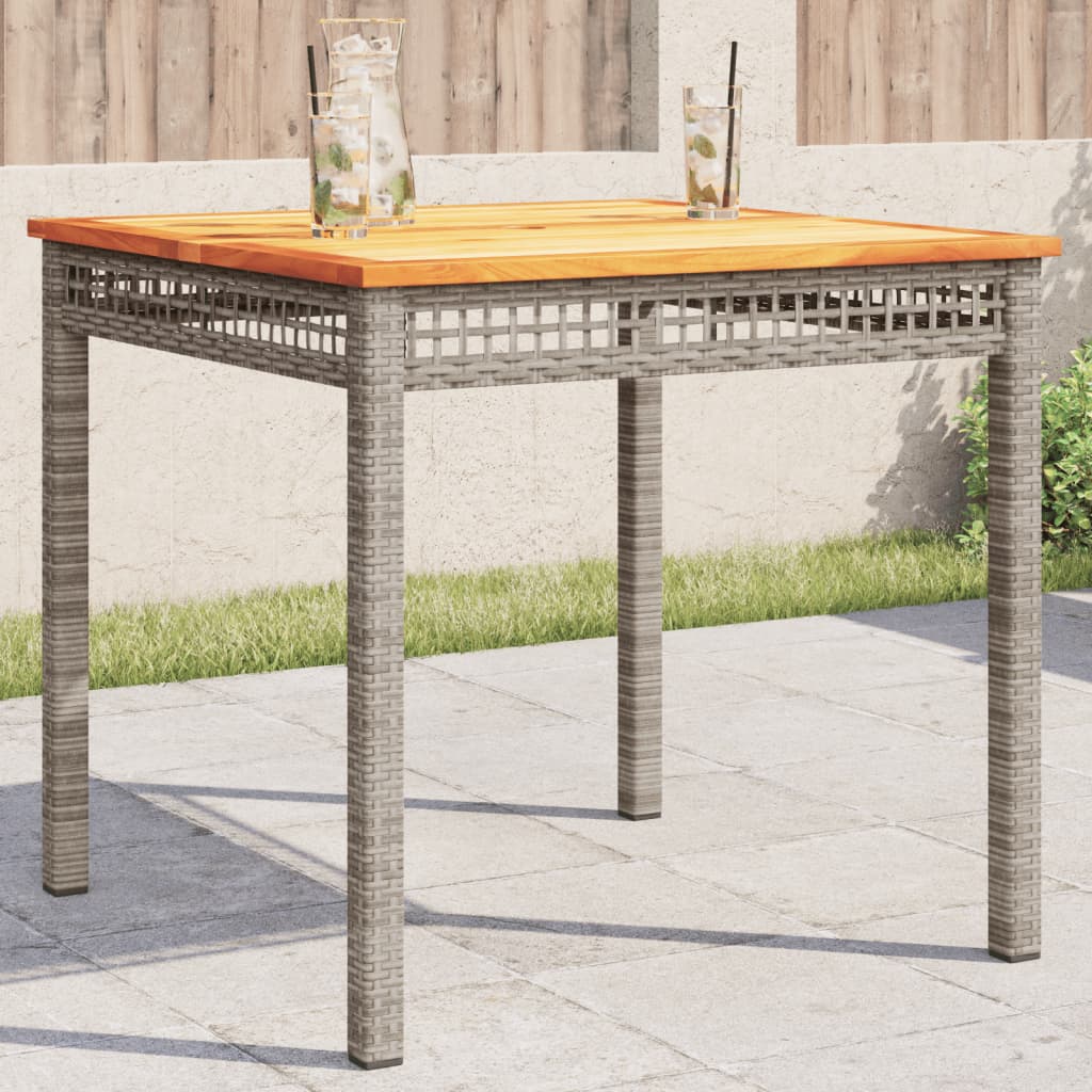 vidaXL Tuintafel 40x40x42 cm poly rattan en acaciahout zwart
