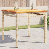 vidaXL Tuintafel 40x40x42 cm poly rattan en acaciahout zwart