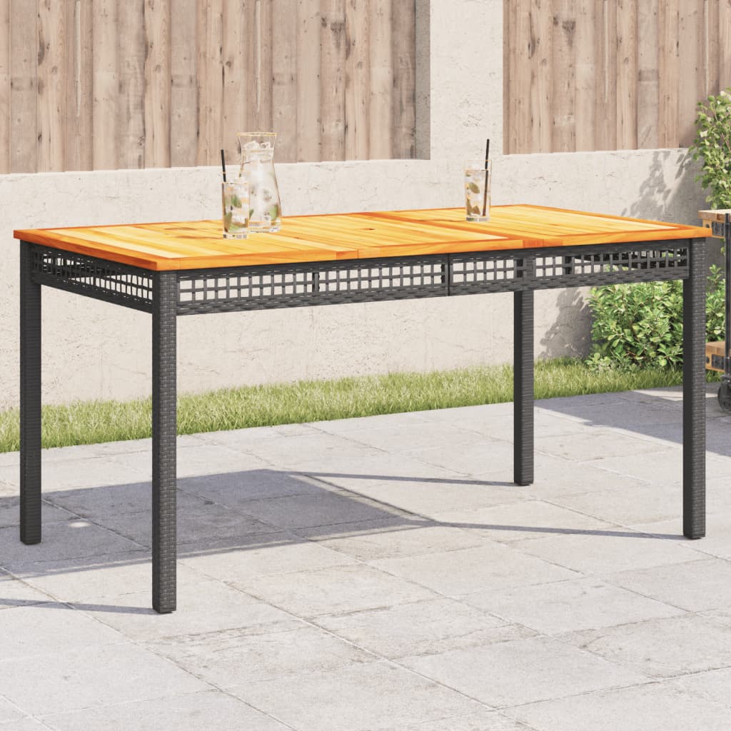 vidaXL Tuintafel 40x40x42 cm poly rattan en acaciahout zwart