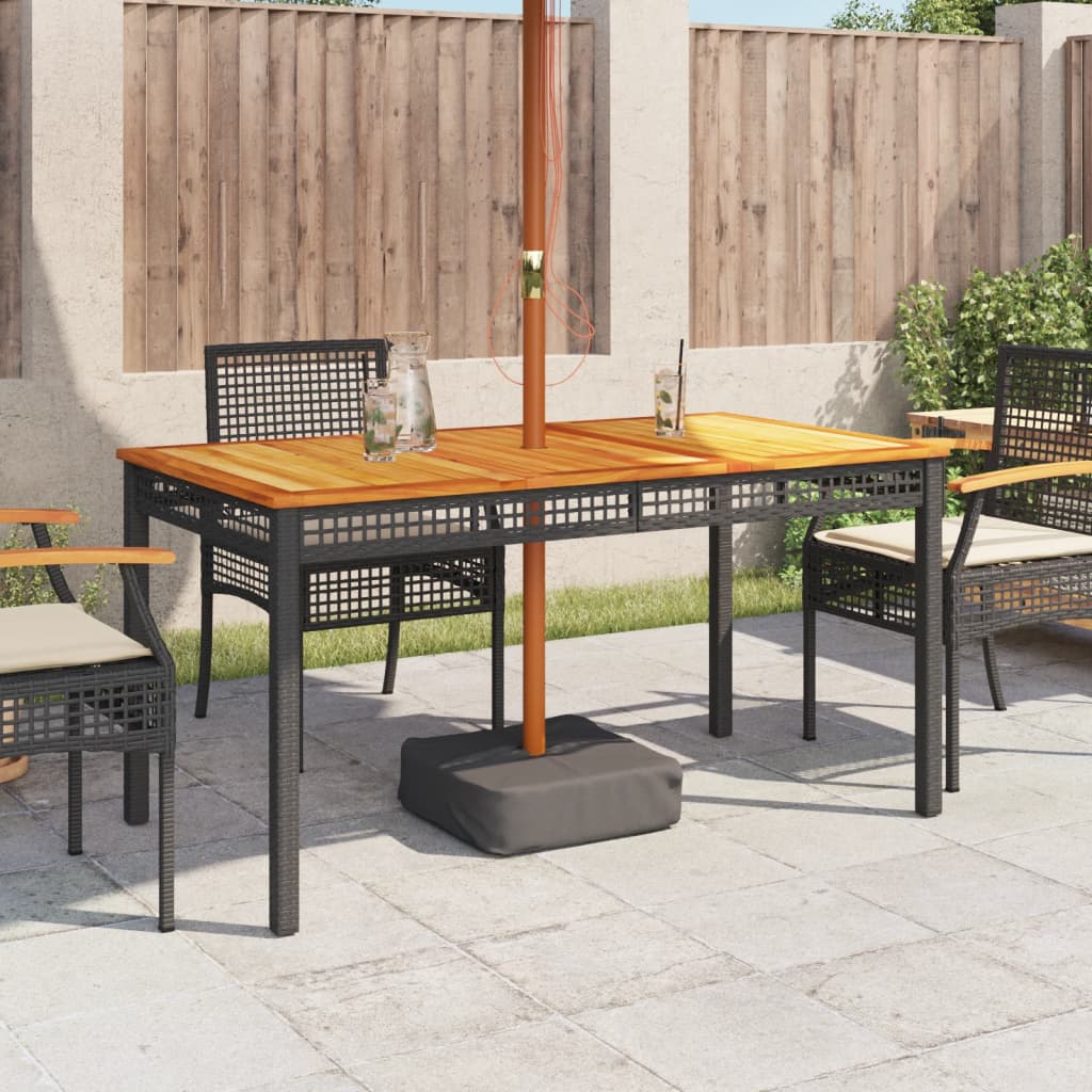 vidaXL Tuintafel 40x40x42 cm poly rattan en acaciahout zwart