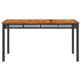 vidaXL Tuintafel 40x40x42 cm poly rattan en acaciahout zwart